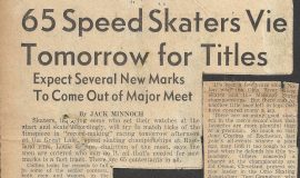 65 Speed Skaters Vie Tomorrow for Titles.
