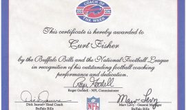 Coach of the Week certificate from Buffalo Bills, 2006.