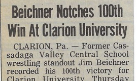 Beichner Notches 100th Win At Clarion University. 1985.