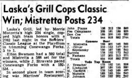 Laska's Grill Cops Classic Win; Mistretta Posts 234. October 5, 1949.