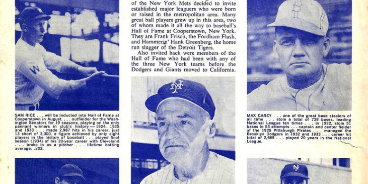 1963 New York Mets Old Timers Day program book page 1